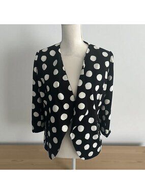 CHICOS Black White Polka Dot Jacket Blazer Size Chicos 0 / US Small 4